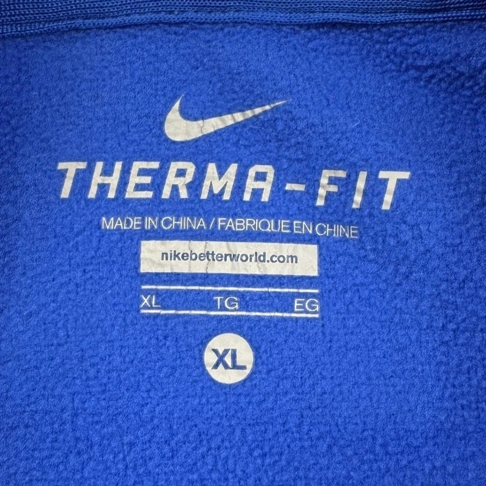 Nike Hoodie Mens XL Blue Orange Therma Fit Pullover Script‎ Logo Raglan